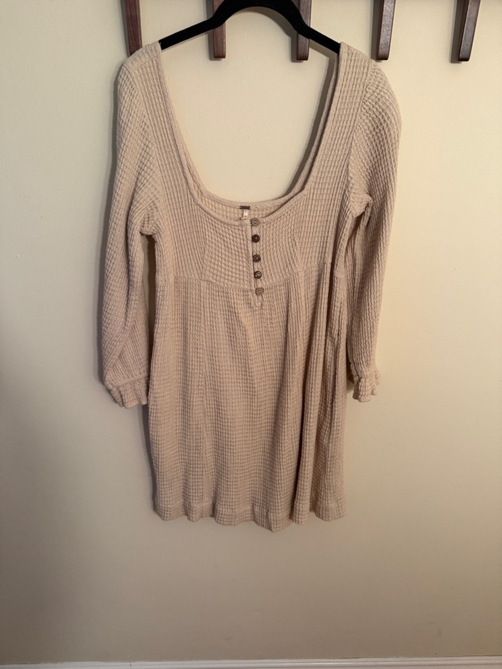 Waffle Knit Scoop Neck Free People Dress with Pockets